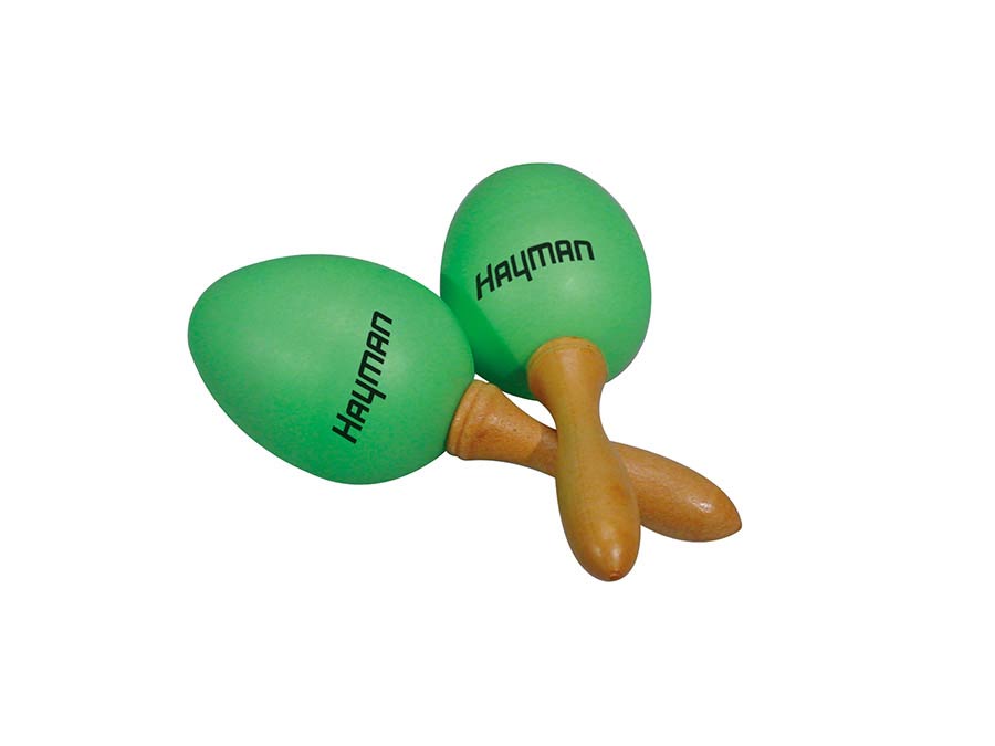 Hayman SE-2-GR Uova maracas, con manico, verde, 35 grammi, coppia