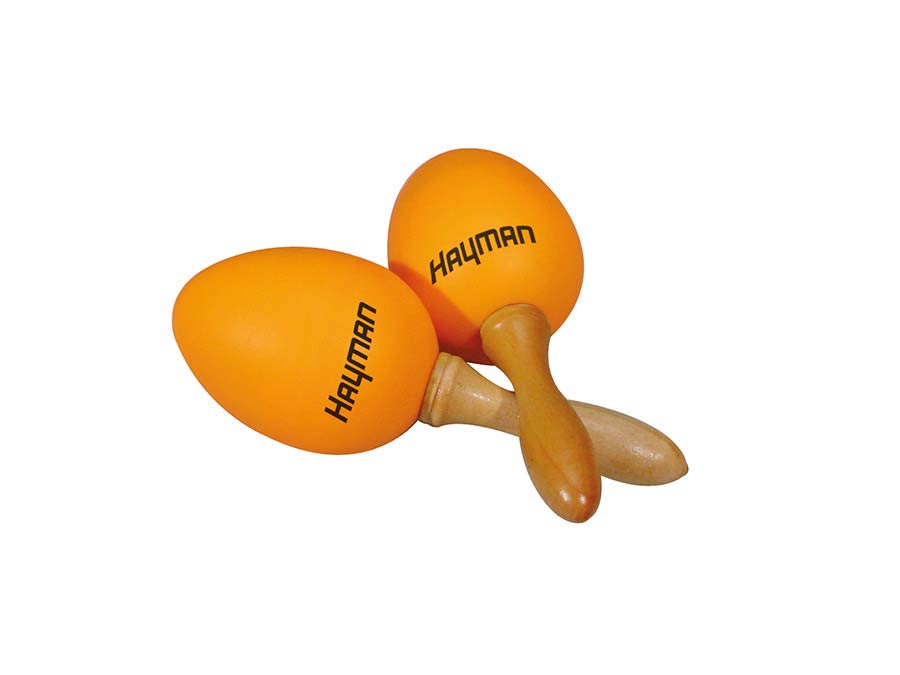 Hayman SE-2-OR Uova maracas, con manico, arancio, 40 grammi, coppia