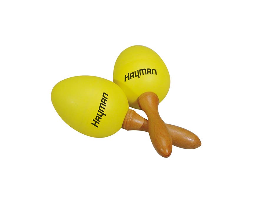 Hayman SE-2-YW Uova maracas, con manico, giallo, 45 grammi, coppia