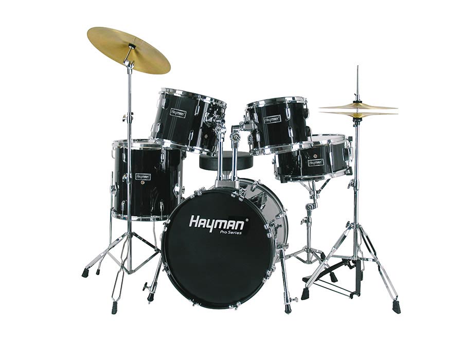 Hayman HM-325-BK Batteria jazz 5 pezzi completa di hardware, colore nero