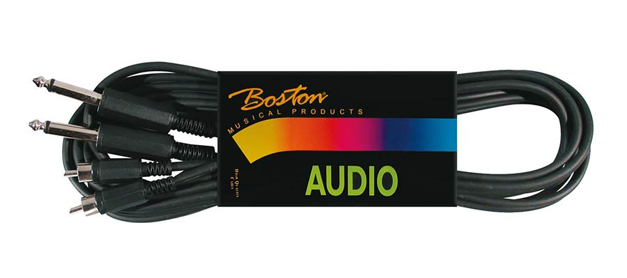 Boston BSG-310-6 Cavo audio, 2x RCA M - 2x jack M mono 6.3mm, 6,00m, nero