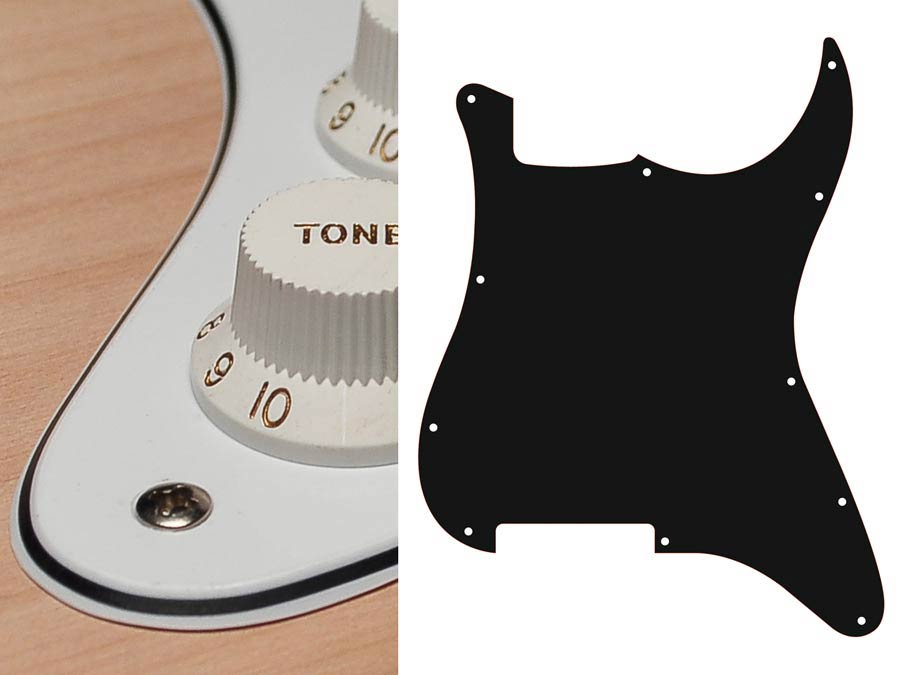 Boston ST-300-W Battipenna per chitarra elettrica ST, no holes (only screw holes), 3 strati, white