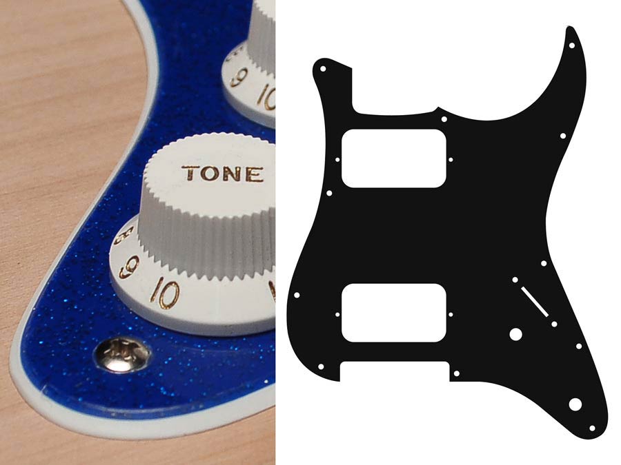 Boston ST-232-SBU Battipenna per chitarra elettrica ST, HH, 2 pot holes, 3-5 switch, 2 strati, sparkling blue