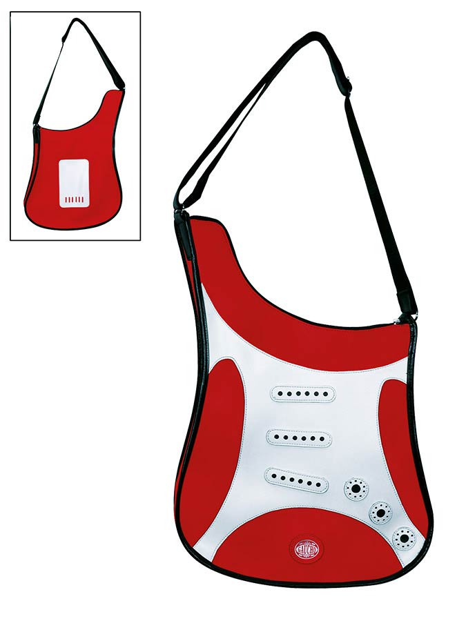 Gaucho SBAG-RD Borsa a forma di chitarra, vinile, modello ST, rosso e bianco