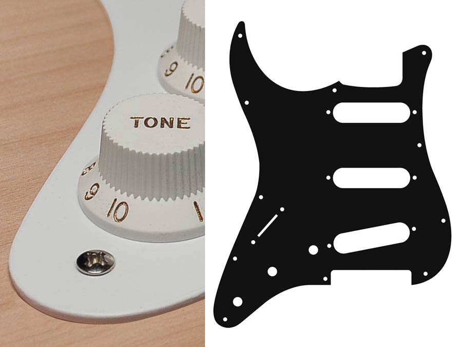Boston SL-113-W Battipenna per chitarra elettrica ST, standard, SSS, 3 pot holes, 3-5 switch, lefthanded, 1 strato, white