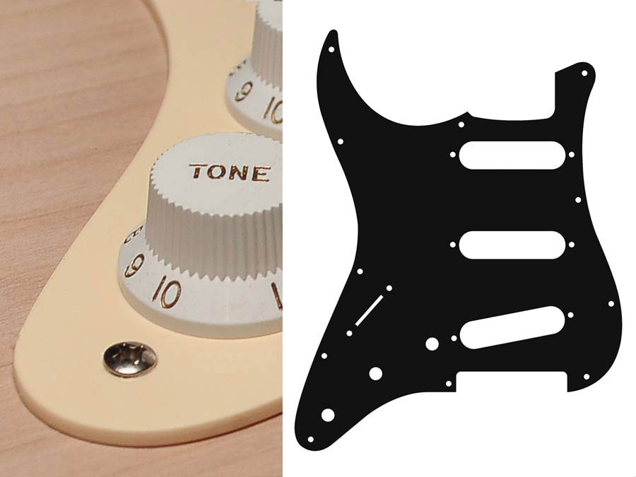 Boston SL-113-C Battipenna per chitarra elettrica ST, standard, SSS, 3 pot holes, 3-5 switch, lefthanded, 1 strato, cream