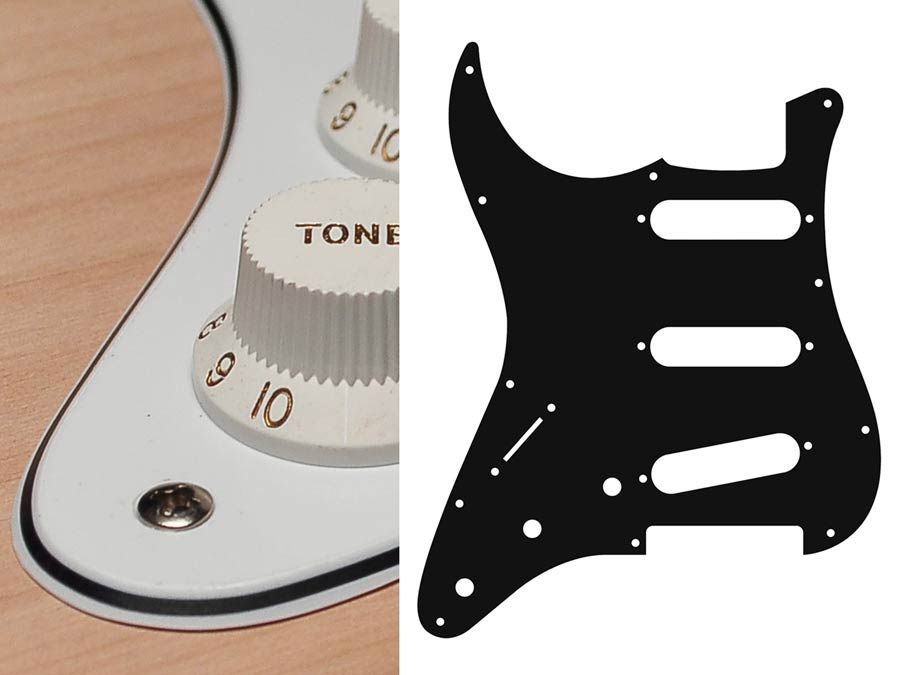 Boston SL-313-W Battipenna per chitarra elettrica ST, standard, SSS, 3 pot holes, 3-5 switch, lefthanded, 3 strati, white