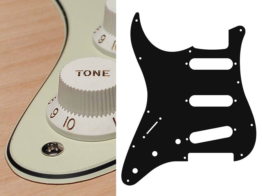 Boston SL-313-M Battipenna per chitarra elettrica ST, standard, SSS, 3 pot holes, 3-5 switch, lefthanded, 3 strati, mint green