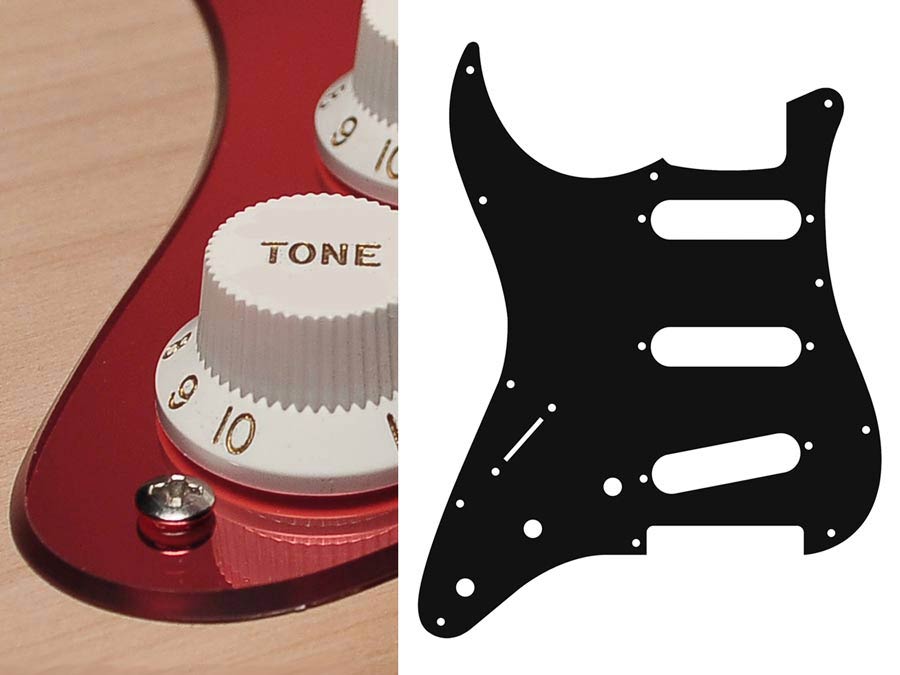 Boston SL-213-MR Battipenna per chitarra elettrica ST, standard, SSS, 3 pot holes, 3-5 switch, lefthanded, 2 strati, mirror red