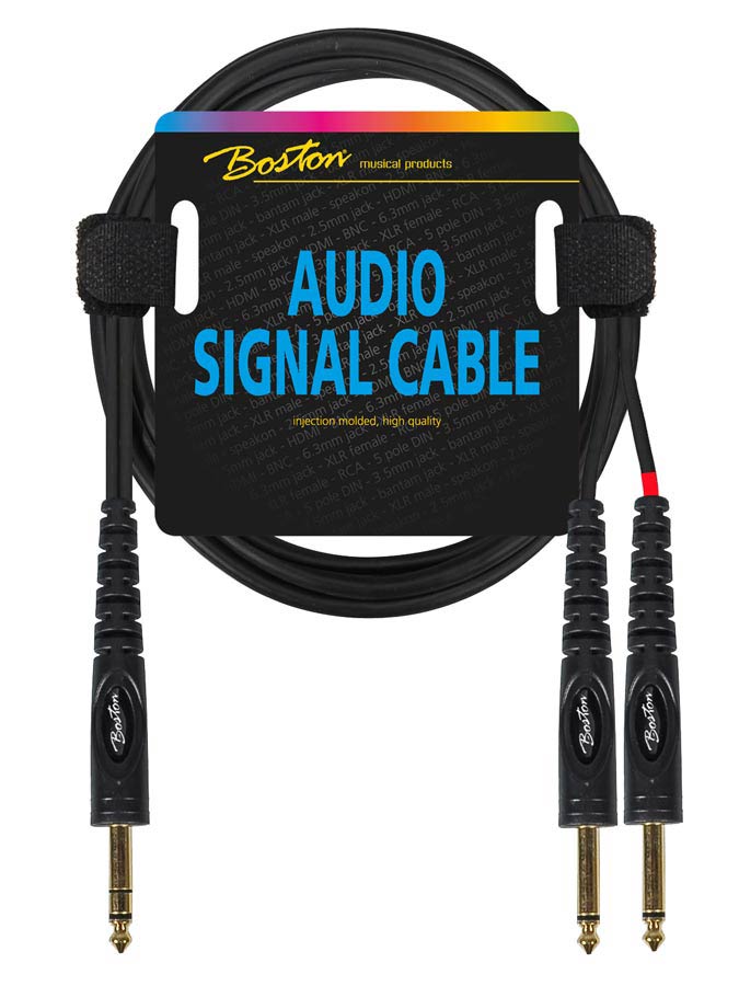 Boston AC-232-075 Cavo audio, 1x jack M stereo 6.3mm - 2x jack M mono 6.3mm, 0,75m, nero