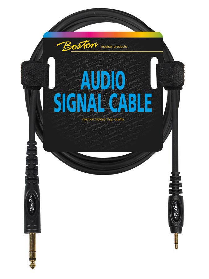 Boston AC-262-030 Cavo audio, 1x jack M stereo 3.5mm - 1x jack M stereo 6.3mm, 0,30m, nero