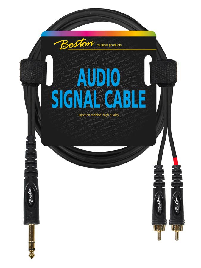 Boston AC-272-075 Cavo audio, 2x RCA M - 1x jack M stereo 6.3mm, 0,75m, nero