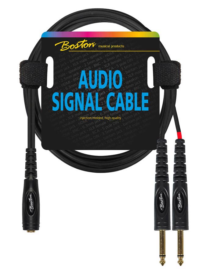 Boston AC-243-300 Cavo audio, 1x jack F stereo 6.3mm - 2x jack M mono 6.3mm, 3,00m, nero