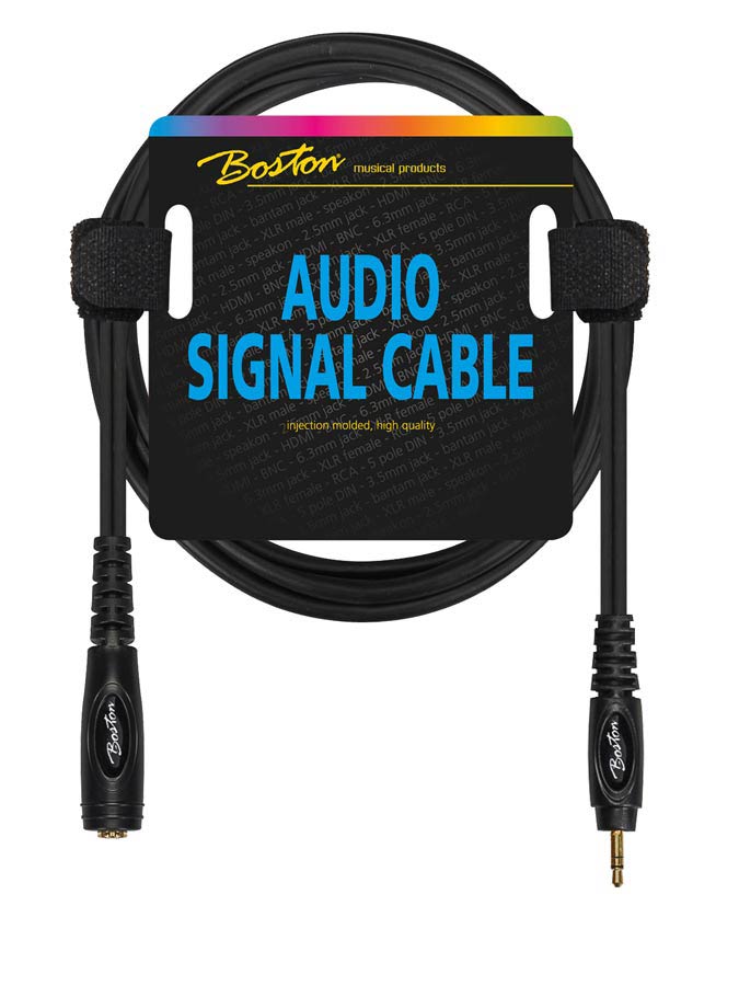 Boston AC-246-030 Cavo audio, 1x jack F stereo 3.5mm - 1x jack M stereo 3.5mm, 0,30m, nero