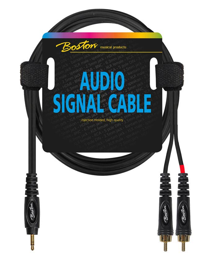 Boston AC-276-030 Cavo audio, 2x RCA M - 1x jack M stereo 3.5mm, 0,30m, nero