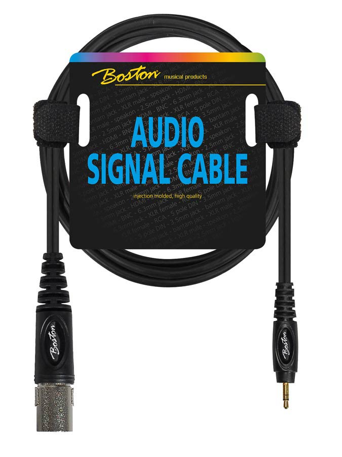 Boston AC-286-030 Cavo audio, 1x XLR M - 1x jack M stereo 3.5mm, 0,30m, nero