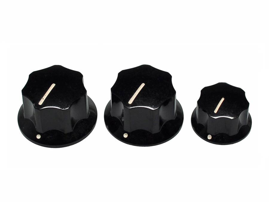 Fender 0991370000 jbass/mustang knobs for CTS shaft size, 2+1, black