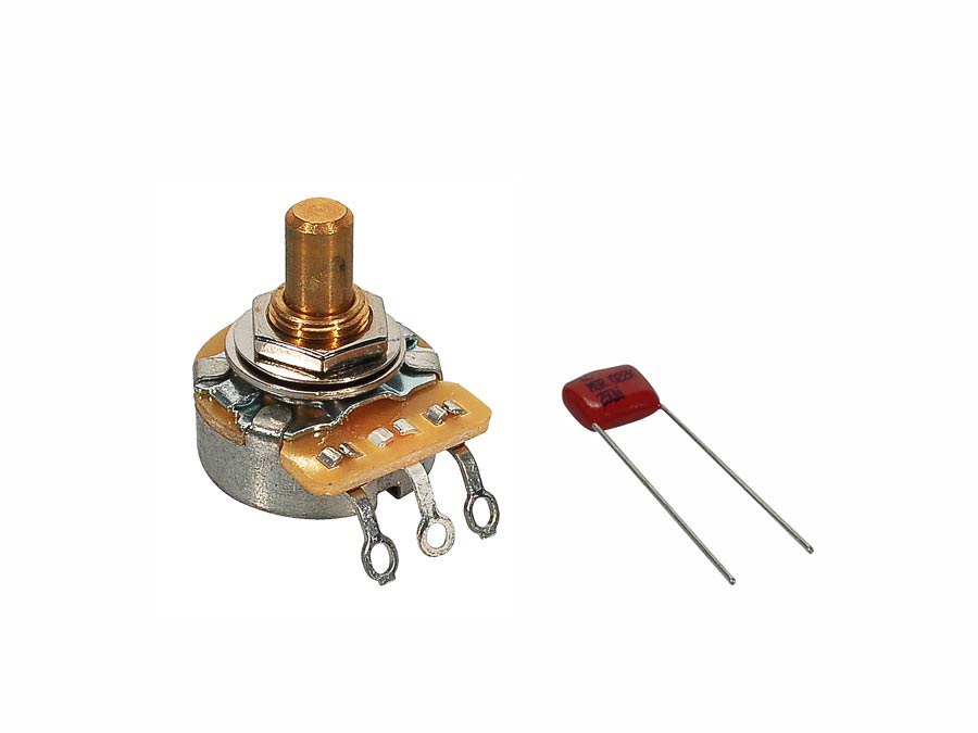 Fender 0990833000 250K No Load potentiometer, .375" length bushing, solid shaft, with .022mf capacitor