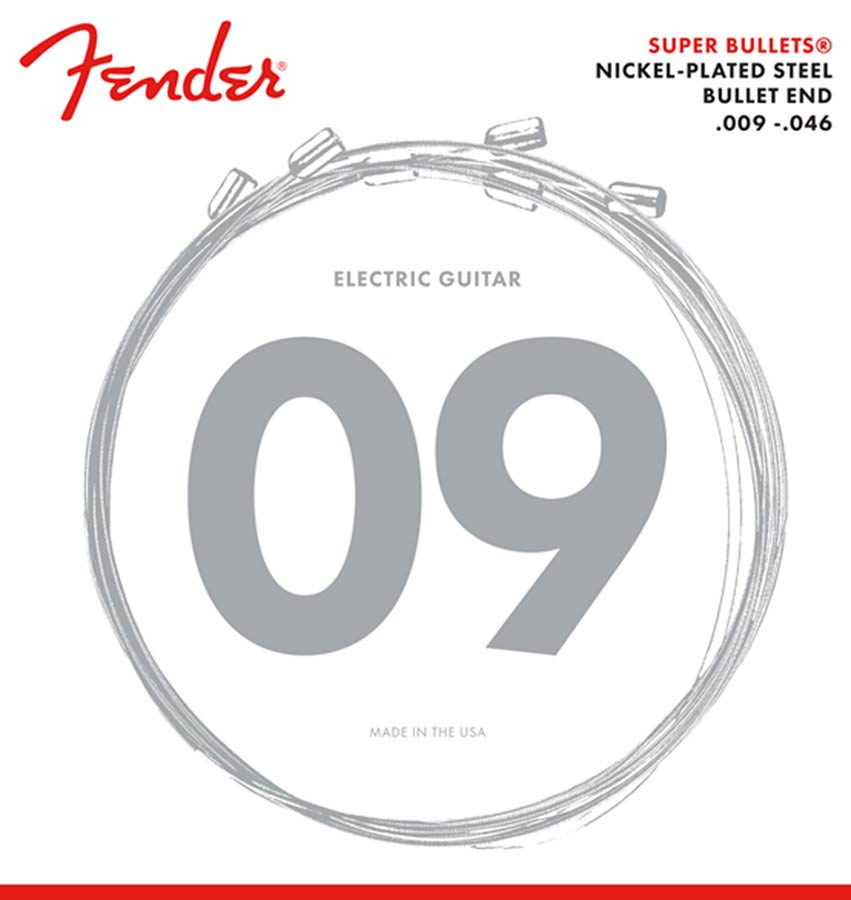 Fender F-3250LR string set electric, nickel roundwound, light top regular bottom, 009-011-016-026-036-046