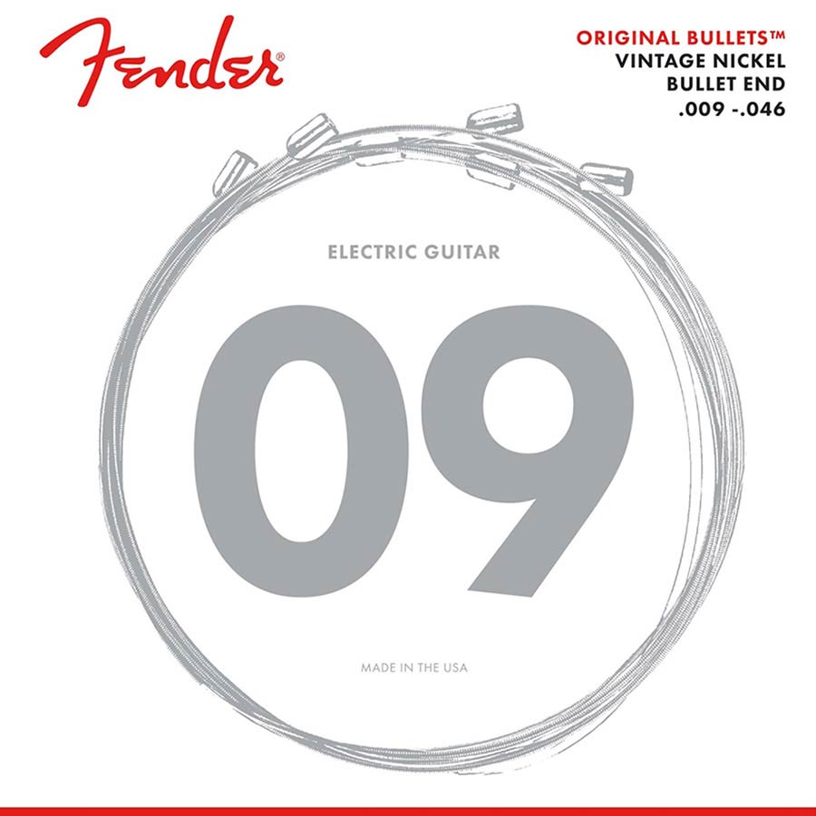 Fender F-3150LR string set electric, pure nickel roundwound, light top regular bottom, 009-011-016-026-036-046