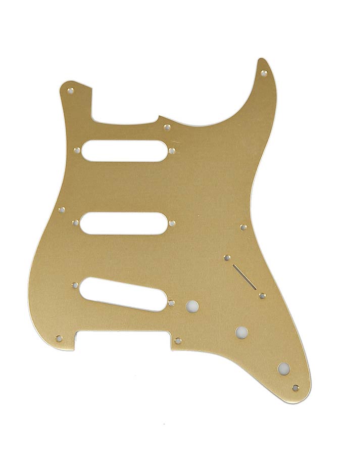 Fender 0992143000 pickguard ‘57 Vintage Strat, SSS, 8 screw holes, 1-ply, gold anodized