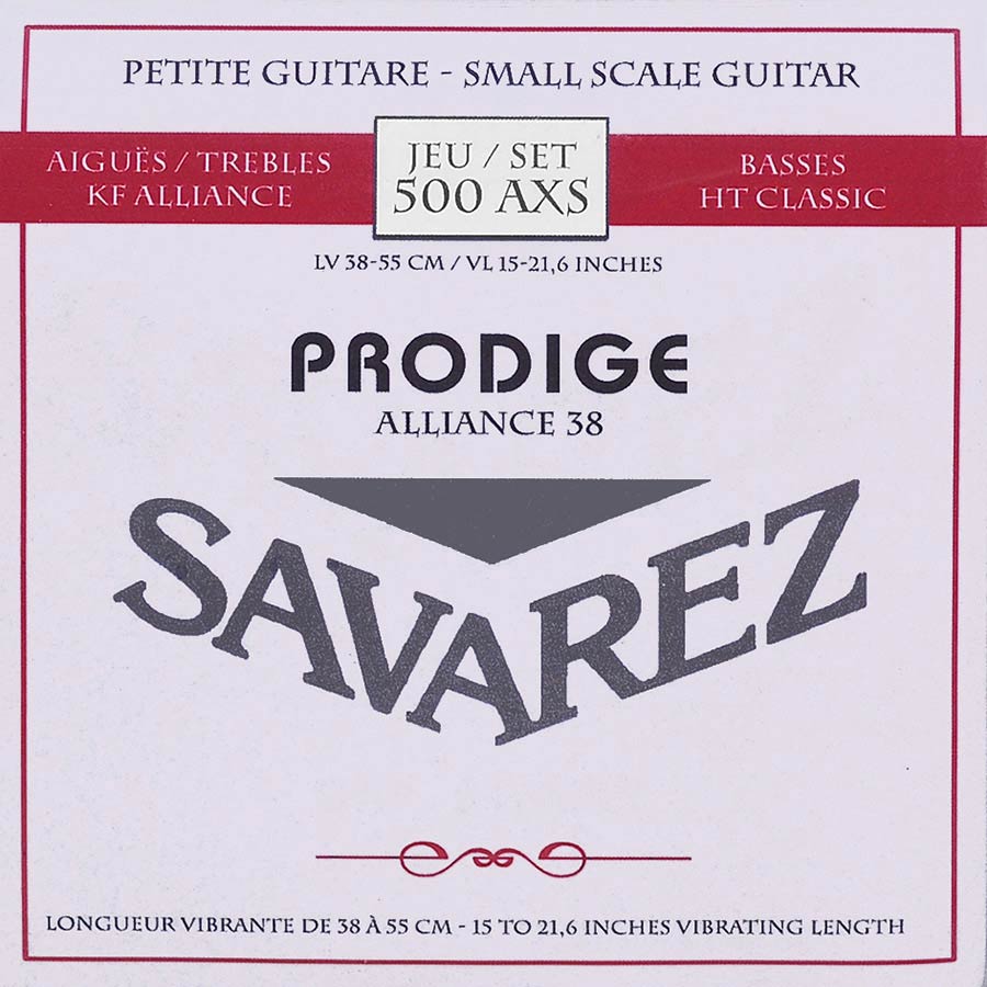 Savarez 500-AXS Muta di corde per chitarra classica 3/4, tensione ibrida, Prodige 38 55cm