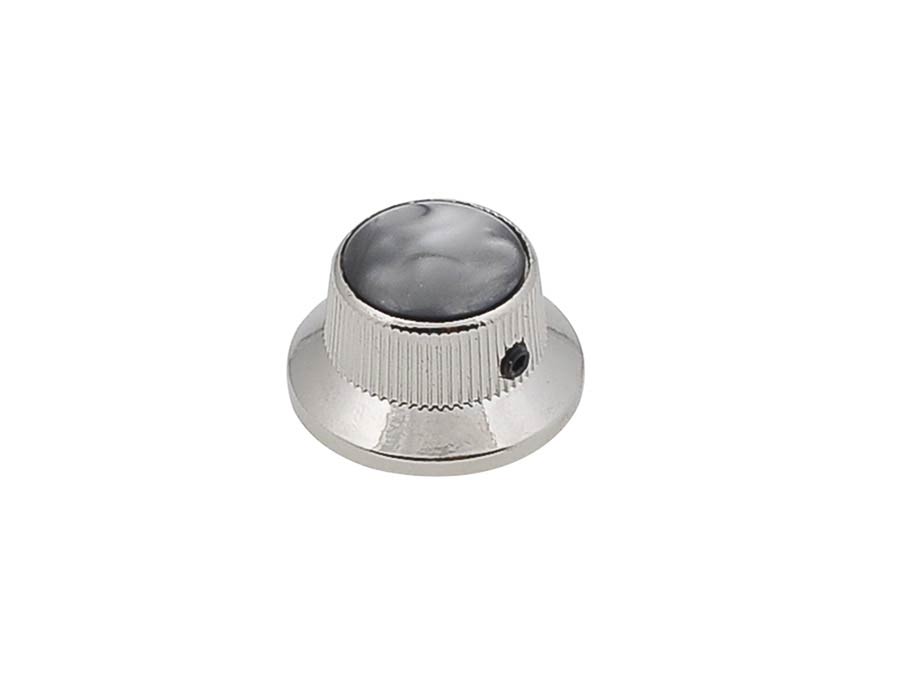 Boston KN-263 bell knob with black pearl inlay, nickel