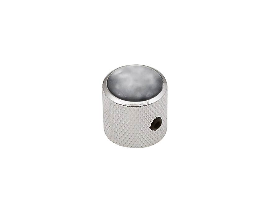 Boston KN-239 dome knob with black pearl inlay, 18x18mm with set screw, nickel