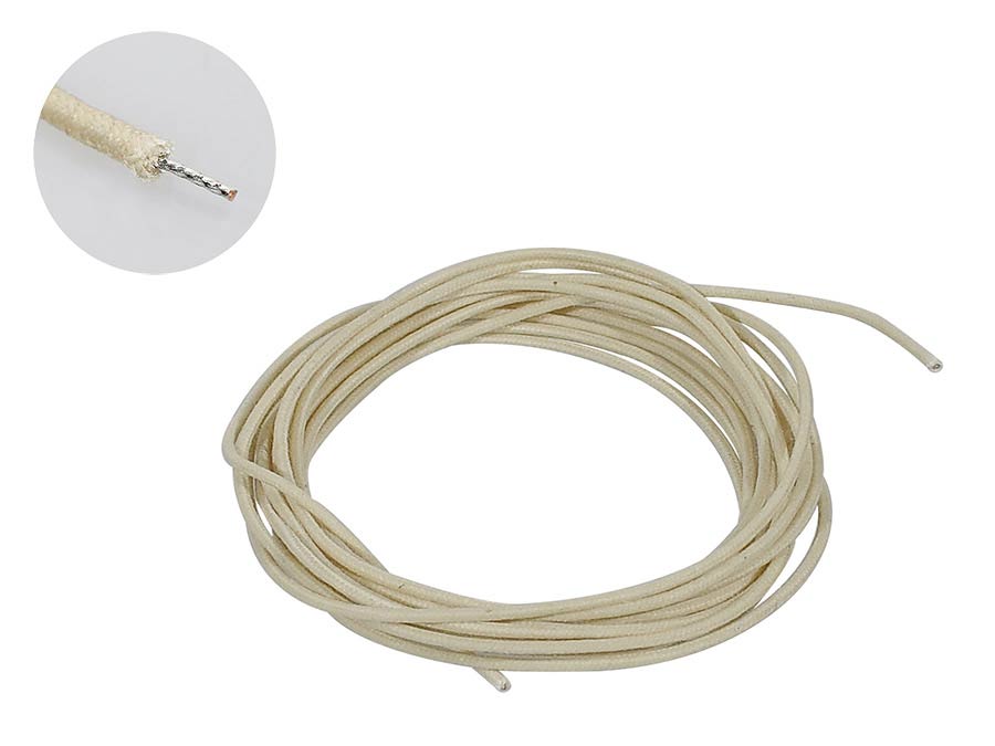 Boston PBW10/WH USA made (Gavitt) waxed cotton braided push back wire, white, 10 feet
