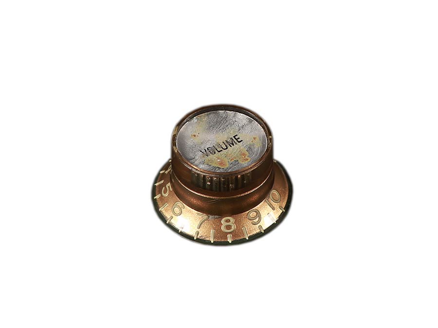 Boston KG-130-VSR hat knob LP/SG style, gold with silver cap, relic, Volume, metric size for import/Japan pots