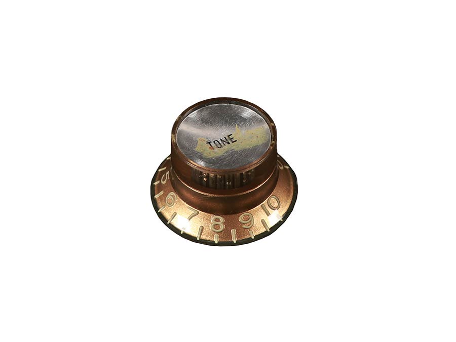 Boston KG-130-TSR hat knob LP/SG style, gold with silver cap, relic, Tone, metric size for import/Japan pots