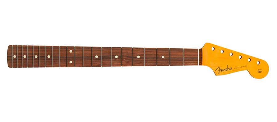Fender 0992213921 60's Stratocaster neck, 21 medium jumbo frets, 7,25" pau ferro fingerboard, C-shape, amber lacquer