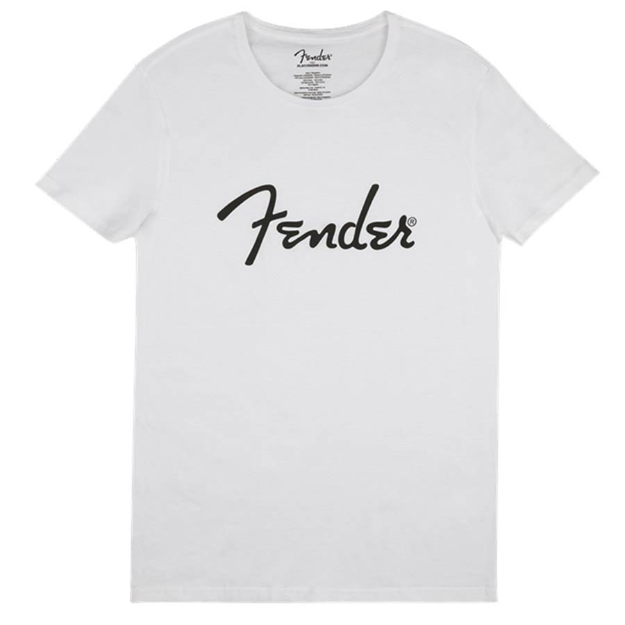 Fender 9193010506 spaghetti logo men's tee, white, small