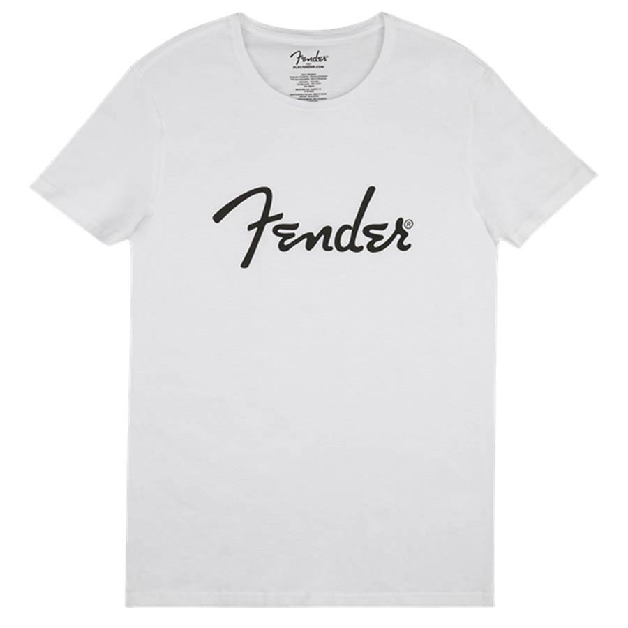 Fender 9193010508 spaghetti logo men's tee, white, large