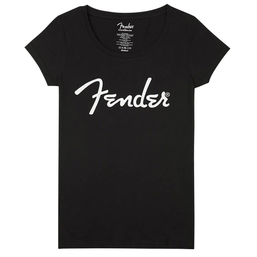 Fender 9193020503 spaghetti logo women's tee, black, large