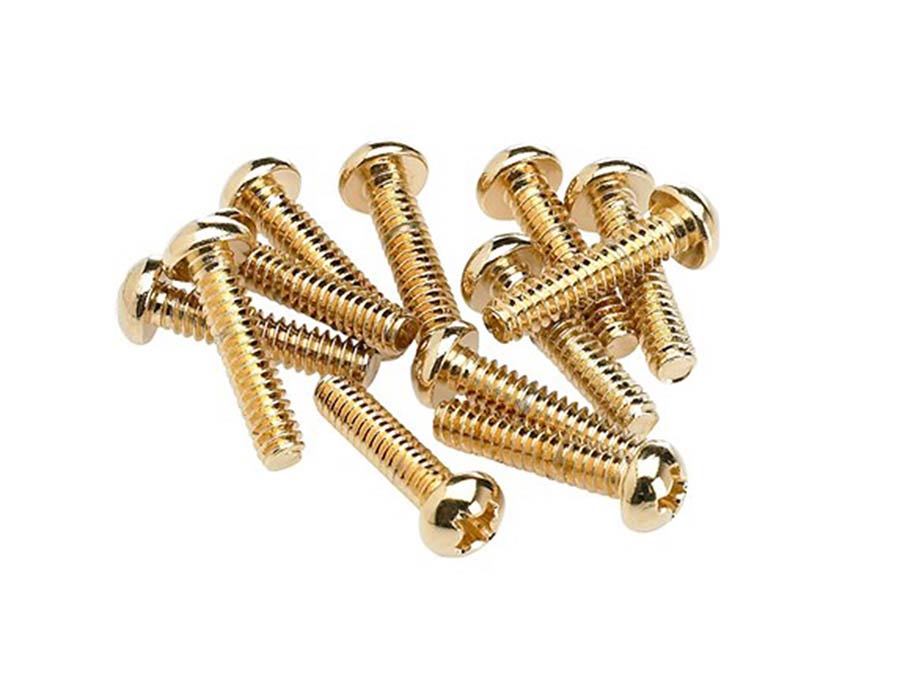 Fender 0994926000 pickup/selector switch mounting screws, Philips roundhead, gold, 12 pcs