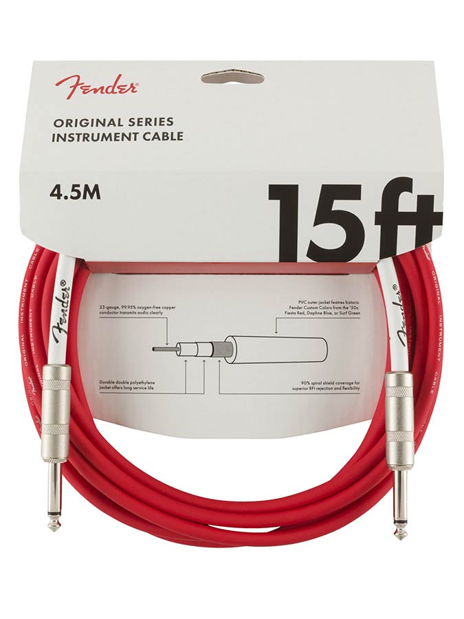 Fender 0990515010 instrument cable, 15ft, fiesta red
