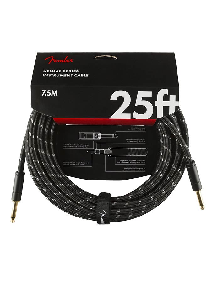 Fender 0990820075 instrument cable, 25ft, black tweed