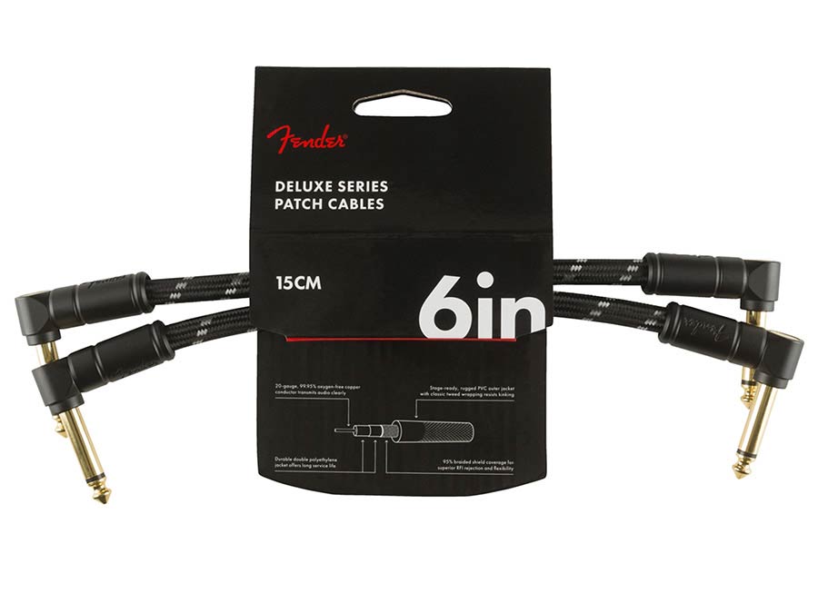 Fender 0990820087 patch cables (2 pcs), 6", black tweed