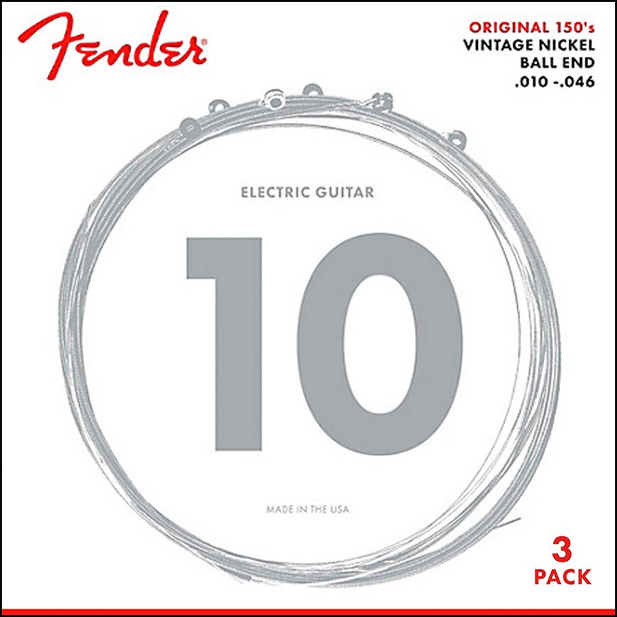 Fender F-150R-3 string set electric, pure nickel, regular, 010-013-017-026-036-046, 3 pack