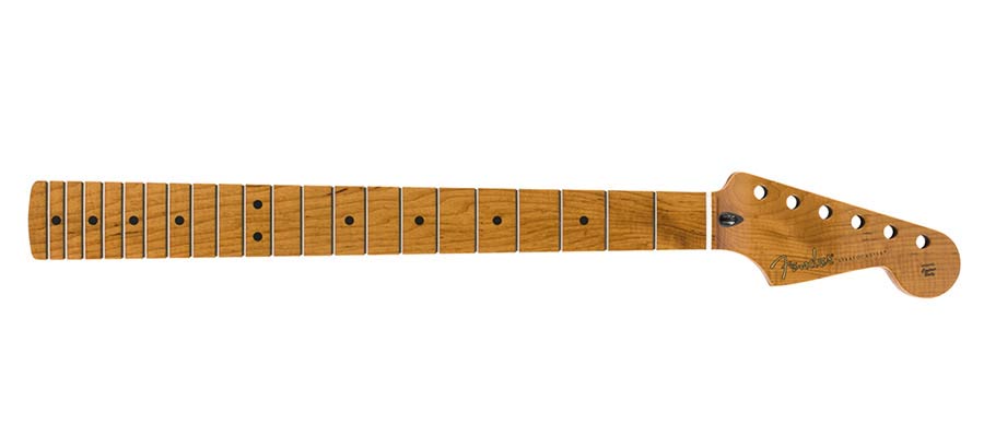 Fender 0990502920 roasted maple Stratocaster neck, 21 narrow tall frets, 9.5" radius maple, C shape, MIM