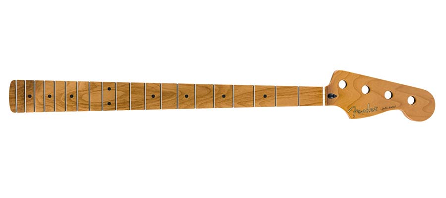 Fender 0990702920 roasted maple Jazz Bass neck, 20 medium jumbo frets, 9.5" radius, maple, C shape, MIM