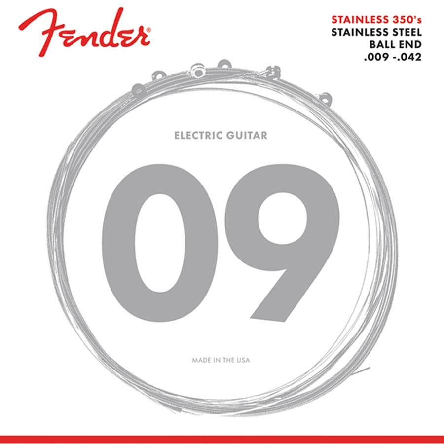 Fender F-350L-B string set electric, stainless steel, light, ball end, 009-011-016-024-032-042