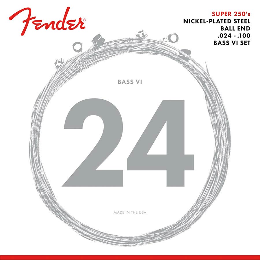 Fender F-250B6 string set electric bass, nickel plated steel, ball ends, 024-034-044-065-080-100