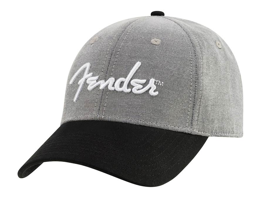 Fender 9190121000 Hipster dad hat, gray and black, one size fits most