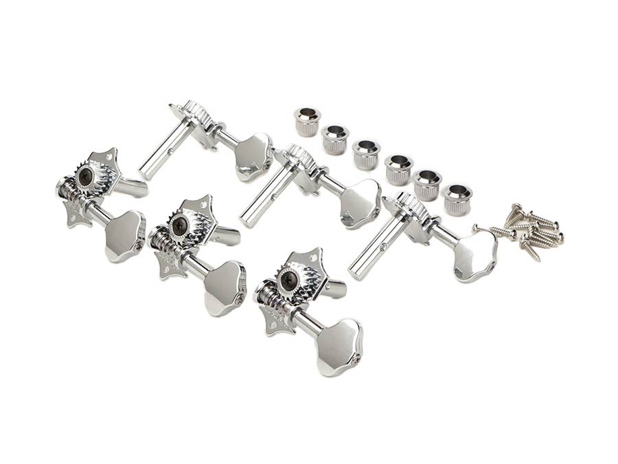 Wilkinson WJ-28N-CRS machine heads for gutar slotted headstock, open geared, 3x left+3x right, chrome, ratio 1:19