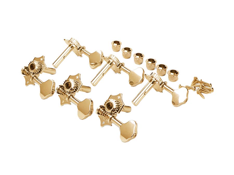 Wilkinson WJ-28N-GDS machine heads for guitar slotted headstock, open geared, 3x left+3x right, gold, ratio 1:19