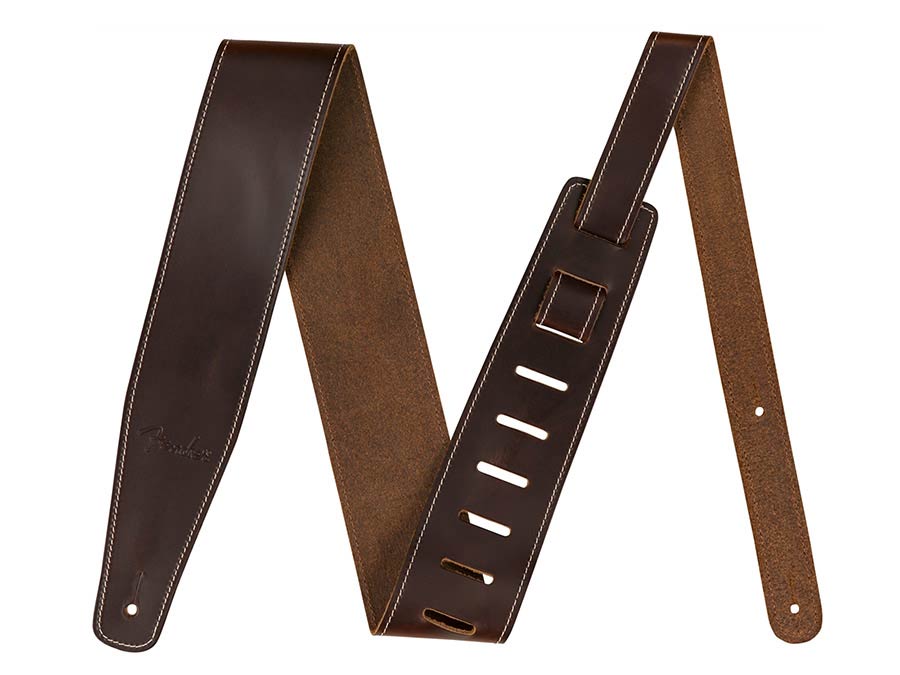 Fender 0990641050 broken-in leather strap, 2.5", brown