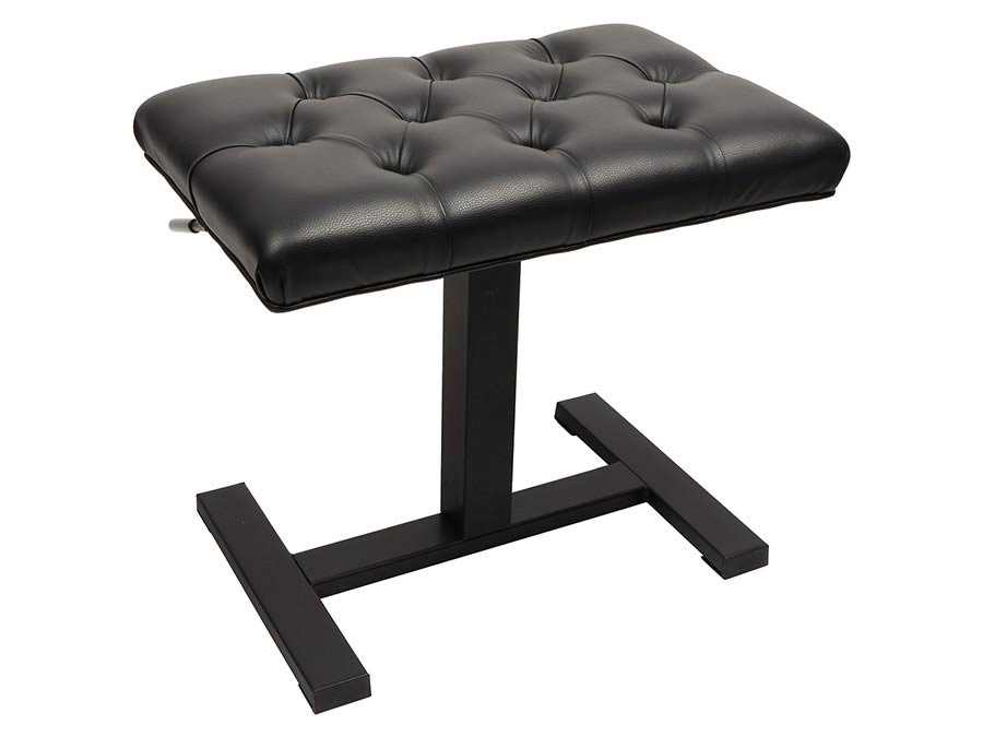 Boston PBH/225 piano bench with hydraulic adjustable seat (48x31x49-56cm), satin black and black quilted vinyl sea