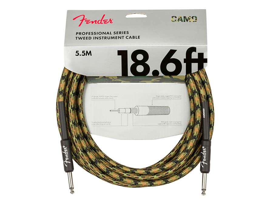 Fender 0990818176 instrument cable 2x jack (metal) 18.6', woodland camo